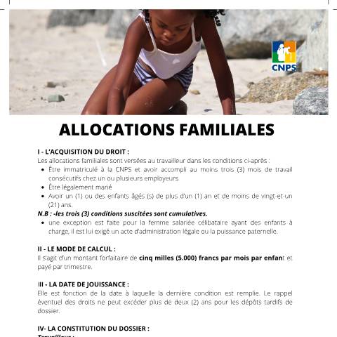 Aperçu du document ALLOCATIONS FAMILIALES-V2 — Document CNPS (prévoyance sociale), Côte d'Ivoire
