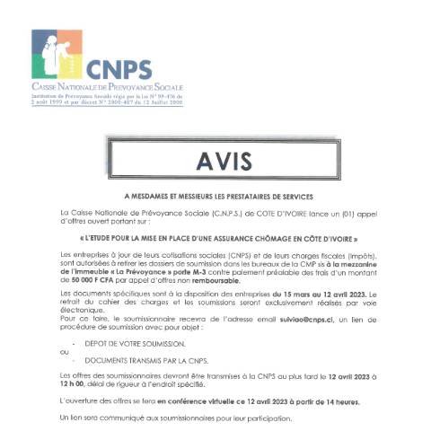 Aperçu du document CNPS-01 — Document CNPS (prévoyance sociale), Côte d'Ivoire