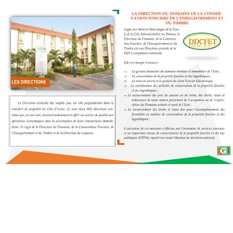 Aperçu du document DDCFET MISSIONS ORGANISATIONS — Transfert de propriété, Côte d'Ivoire