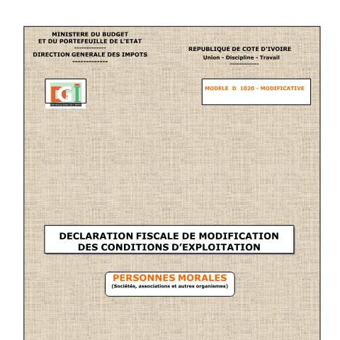 Aperçu du document 21 COUVERTURE DFE MODIF PERSONNES MORALES — Imprimé / Formulaire fiscal, Côte d'Ivoire