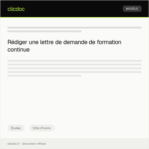 Aperçu du document Formulaire de demande de formation continue — Études, Côte d'Ivoire