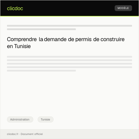 Aperçu du document Formulaire de demande de permis de construire — Administration, Tunisie