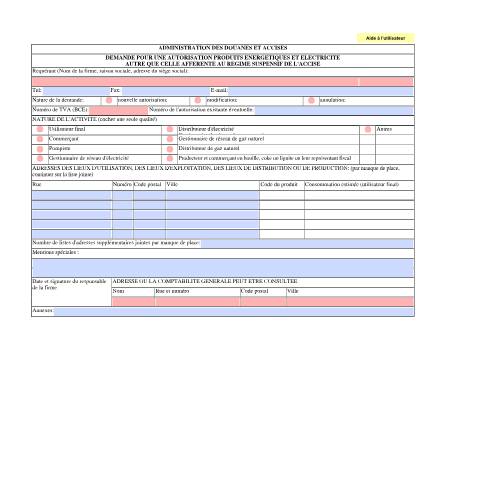 Aperçu du document Formulaire de demande — Produits Energétiques et Electricité, Belgique (CERFA n°ACC_FORM_FR_ENERLEC-2017-03-20)