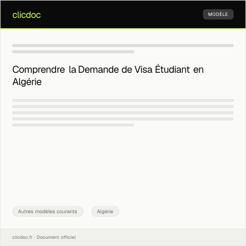 Aperçu du document Formulaire de demande de visa étudiant — Autres modèles courants, Algérie