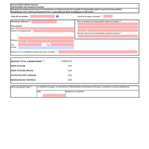Aperçu du document remboursement Commerçant — Produits Energétiques et Electricité, Belgique (CERFA n°ACC_FORM_0J_25061955_FR_2010-renbours-commerc-2017-03-20)