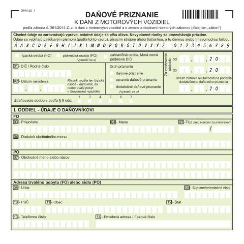 Document preview: DMVv20 — Iné, Slovensko (CERFA n°DMVv20)
