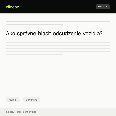 Document preview: Formulár na hlásenie odcudzenia vozidla — Vozidlo, Slovensko