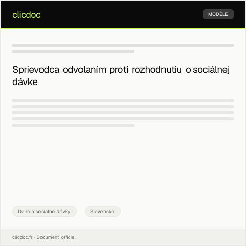 Document preview: Formulár na odvolanie proti rozhodnutiu o sociálnej dávke — Dane a sociálne dávky, Slovensko