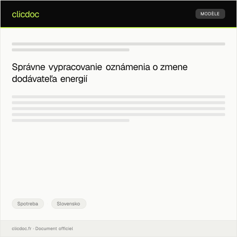 Document preview: Formulár na oznámenie zmeny dodávateľa energií — Spotreba, Slovensko