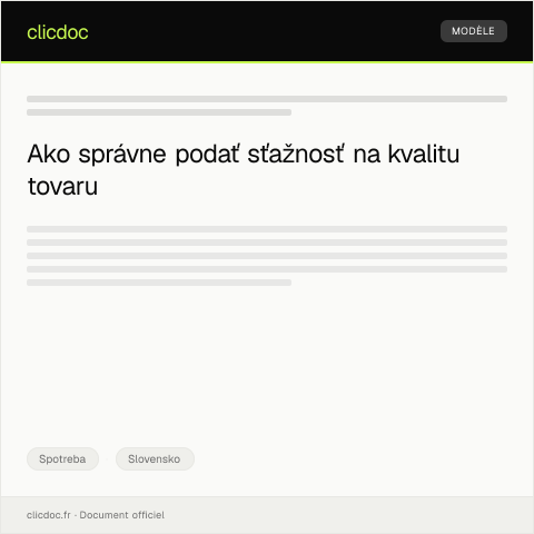 Document preview: Formulár na podanie sťažnosti na kvalitu tovaru — Spotreba, Slovensko