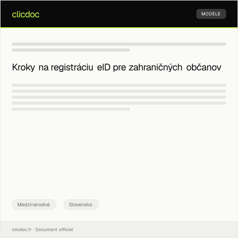 Document preview: Formulár na registráciu eID pre zahraničných občanov — Medzinárodné, Slovensko