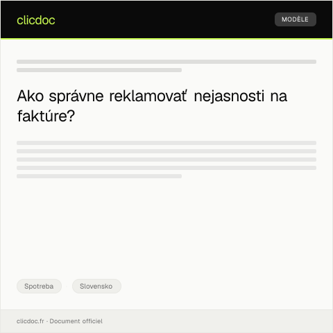 Document preview: Formulár na reklamáciu nejasností na faktúre — Spotreba, Slovensko