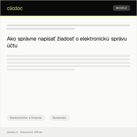 Document preview: Formulár na žiadosť o elektronickú správu účtu — Bankovníctvo a financie, Slovensko