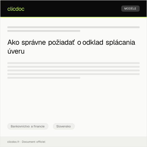 Document preview: Formulár na žiadosť o odklad splácania úveru — Bankovníctvo a financie, Slovensko