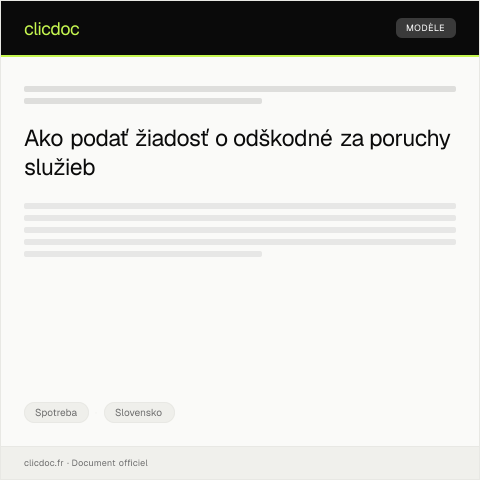 Document preview: Formulár na žiadosť o odškodné v prípade porúch na službách — Spotreba, Slovensko