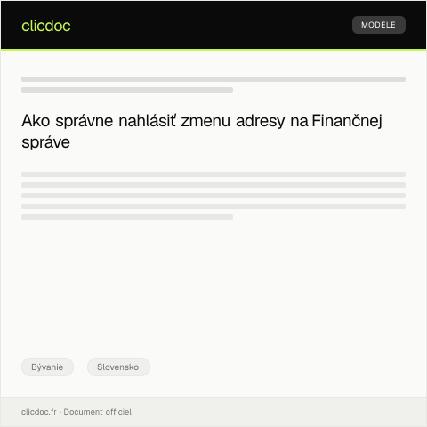 Document preview: Formulár o hlásení zmeny adresy — Bývanie, Slovensko