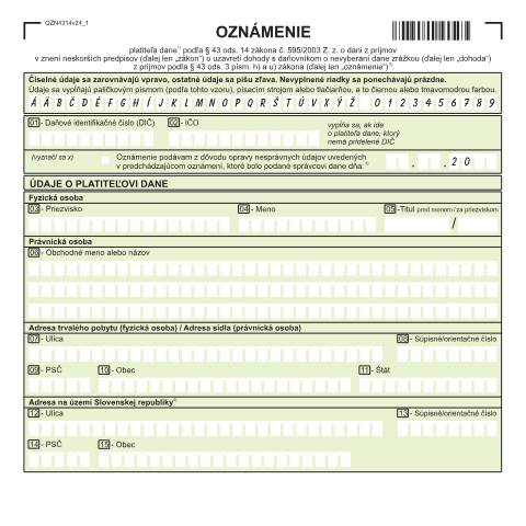 Document preview: OZN4314v24 — Iné, Slovensko (CERFA n°OZN4314v24)