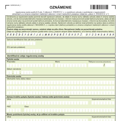 Document preview: OZNRO83v26 — Iné, Slovensko (CERFA n°OZNRO83v26)