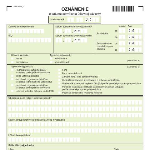 Document preview: UZOZNv21 — Iné, Slovensko (CERFA n°UZOZNv21)