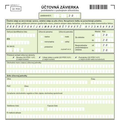 Document preview: UZPODv14 — Iné, Slovensko (CERFA n°UZPODv14)