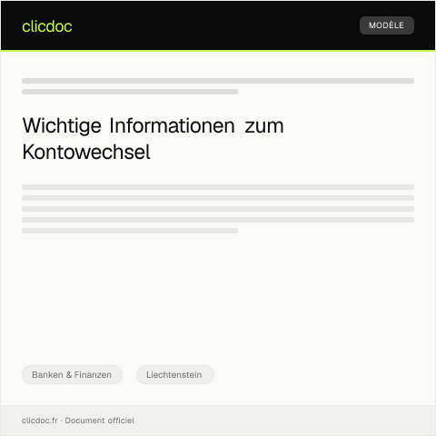 Dokumentvorschau: Formular zur Meldung eines Kontowechsels — Banken & Finanzen, Liechtenstein