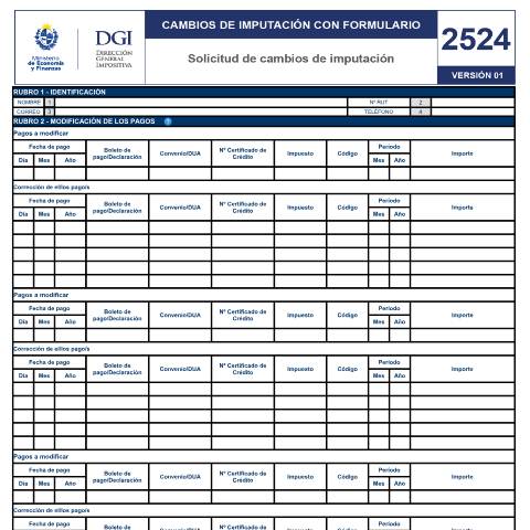 Vista previa del documento Formulario 2524 — DGI - Formularios, Uruguay (CERFA n°2524)