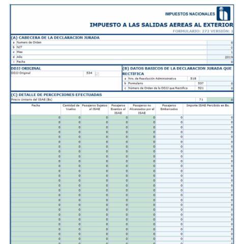 Vista previa del documento Form 272 V1 — Formularios (declaraciones juradas), Bolivia (CERFA n°Form 272)