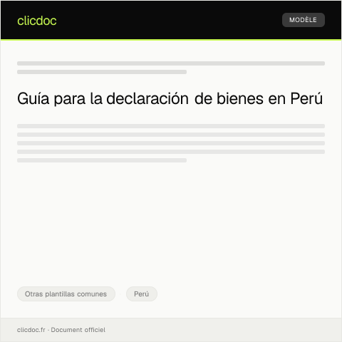 Vista previa del documento Formulario de declaración para ingreso de bienes a Perú — Otras plantillas comunes, Perú