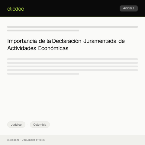 Vista previa del documento Formulario de Declaración Juramentada de Actividades Económicas — Jurídico, Colombia