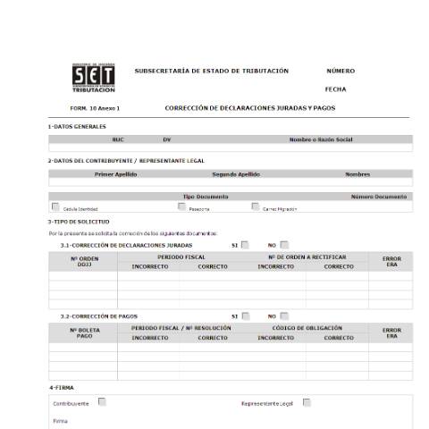 Vista previa del documento Anexo 1 del Formulario Nº 10 — Otros Formularios, Paraguay (CERFA n°F10)