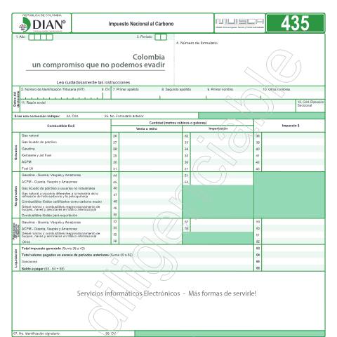 Vista previa del documento Impuesto nacional al carbono — Año 2017, Colombia (CERFA n°F435-2017)