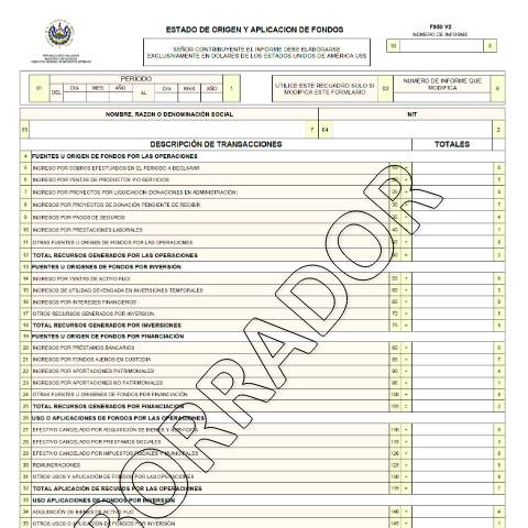 Vista previa del documento F950v2, borrador — Formulario tributario, El Salvador (CERFA n°F-950-V2)