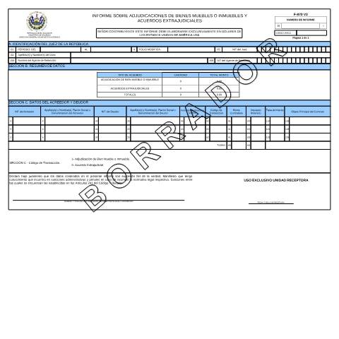 Vista previa del documento F970 – V2 — Formulario tributario, El Salvador (CERFA n°F-970)