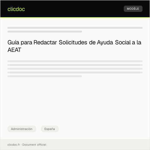 Vista previa del documento Formulario oficial para solicitud de ayuda social — Administración, España