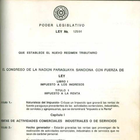 Vista previa del documento P - Ley Nº 125-91 — Facturacion Y Timbrado, Paraguay