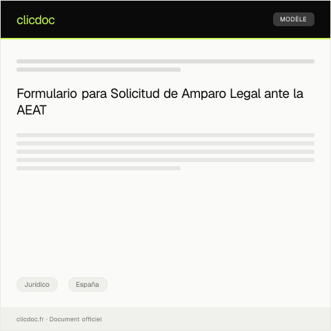 Vista previa del documento Formulario para solicitud de amparo legal — Jurídico, España