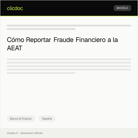 Vista previa del documento Formulario para reporte de fraude financiero — Banco & finanza, España