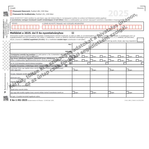Dokumentvorschau: E6a-1-HU — Melléklet a 2025. évi E 6a nyomtatványhoz — Steuern, Österreich (CERFA n°E6a-1-HU)