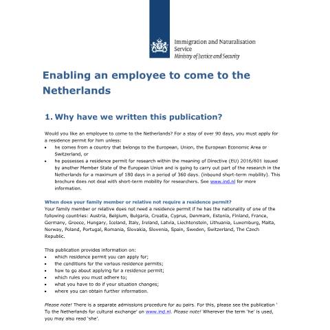 Documentvoorvertoning: Enabling an employee to come to the Netherlands — IND — immigratie, Nederland (CERFA n°3089)