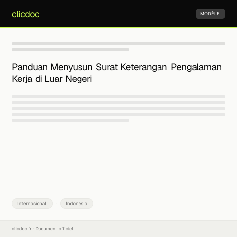 Document preview: Formulir Surat Keterangan Pengalaman Kerja di Luar Negeri — Internasional, Indonesia