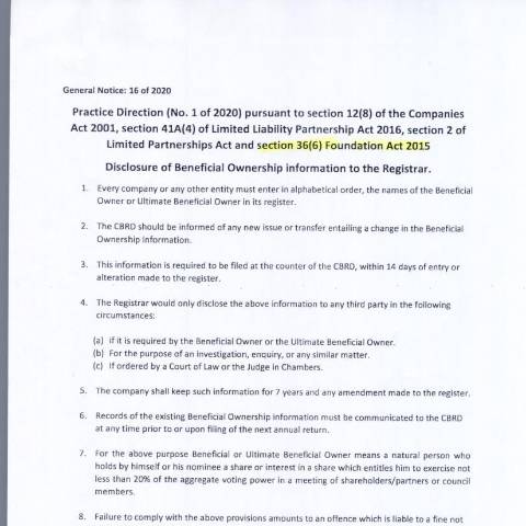 Document preview: Foundation – GN 16 of 2020 — Document, Mauritius (CERFA n°Foundation-GN-16-of-2020)
