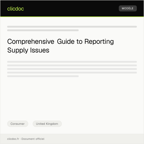 Document preview: Gas and Electricity Supply Issue Report — Consumer, United Kingdom