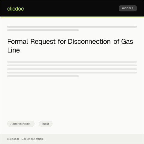 Document preview: Request for Disconnection of Gas Line due to Non-Payment of Bills — Administration, India