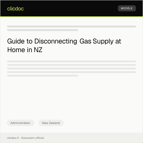 Document preview: Application to Disconnect Gas Supply at Residential Property — Administration, New Zealand