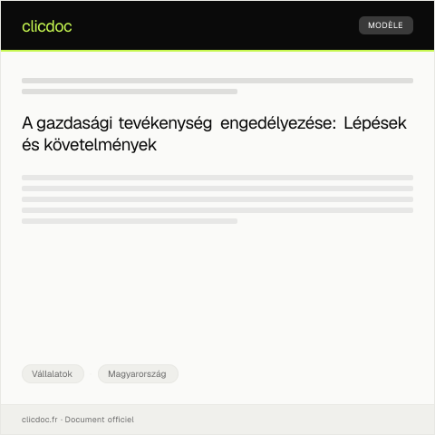 Document preview: Gazdasági tevékenység engedélyezése — Vállalatok, Magyarország