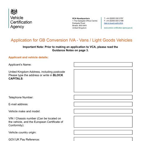 Document preview: GB conversion IVA: vans and LGVs — Vehicle Certification Agency, United Kingdom