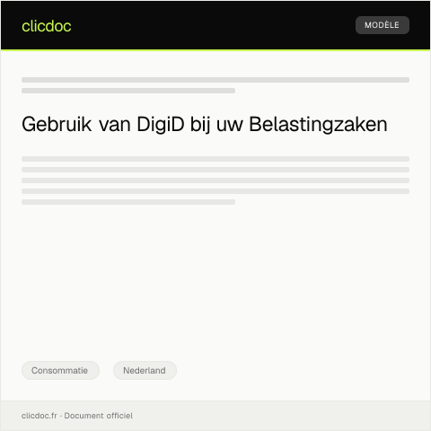 Documentvoorvertoning: Informatie over het gebruik van DigiD voor belastingzaken — Consommatie, Nederland