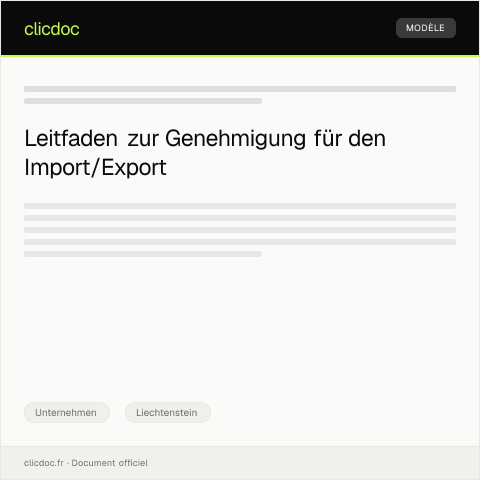 Dokumentvorschau: Genehmigung für den Import/Export — Unternehmen, Liechtenstein