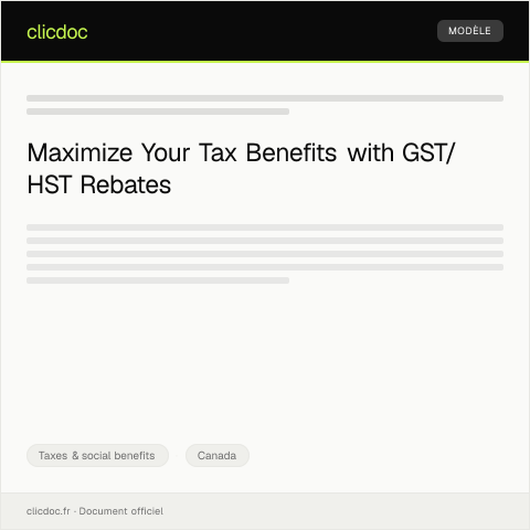 Document preview: General Application for GST/HST Rebates — Taxes & social benefits, Canada