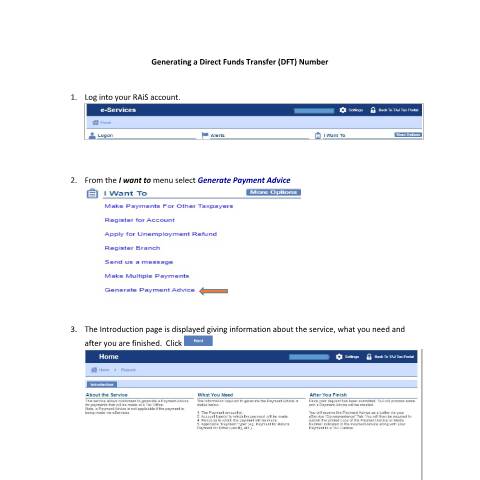 Document preview: How to Generate a Direct Funds Transfer (DFT) Number — Guide, Jamaica (CERFA n°Generating_Direct_Funds_Transfer_Number_112020)